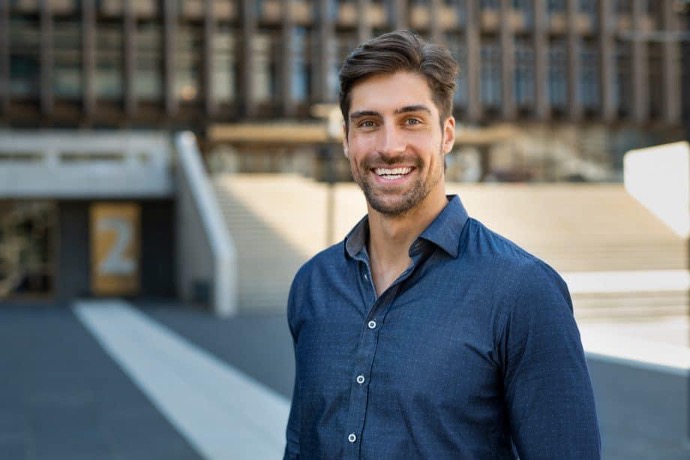 Smiling male patient portrait